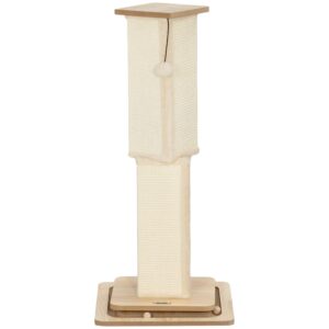 3-I-1 kradsetræ med legestang, legebold, sisal, op til 10 kg, 39,5 x 39,5 x 87 cm, eg/creme