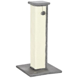 Kradsetræ, inklusive legebold, plys, sisal, 41 cm x 41 cm x 81 cm, creme + grå