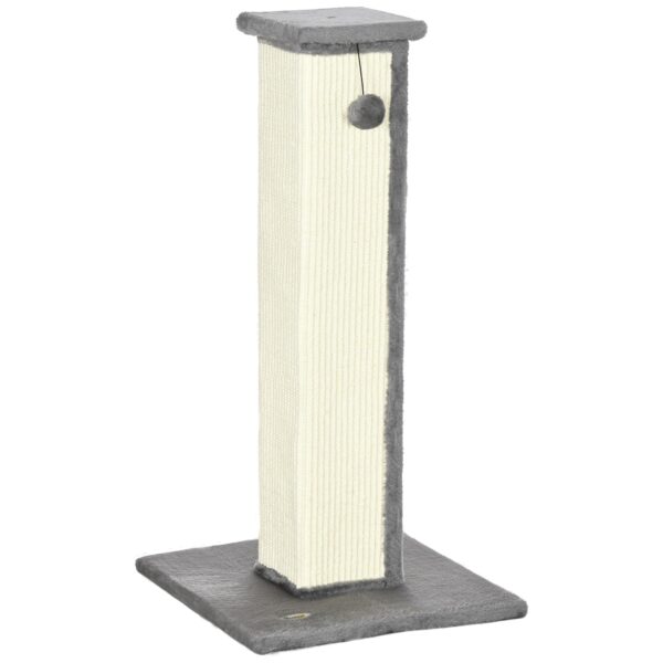 Kradsetræ, inklusive legebold, plys, sisal, 41 cm x 41 cm x 81 cm, creme + grå
