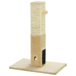 Kradsetræ til katte, 79 cm kradsetræ med jute reb, inkluderer legetøj, plys, beige