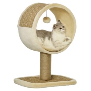 Kradsetræ til katte lille kradsetræ til en enkelt kat kattelegetøj klatretræ jute khaki+lysebrun 40 x 30 x 56 cm